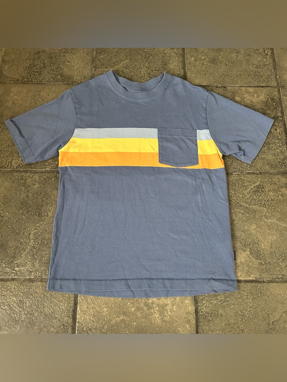Patagonia Mens Small Cotton in Conversion Pocket Tee Midweight Blue Regular Fit